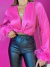 Cropped manga longa com plumas - rosa