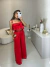 Conjunto de calça pantalona e cropped babados - vermelho