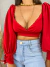 Cropped manga longa decote - vermelho