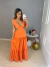 Vestido longo recorte frontal - laranja