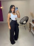 Calça pantalona alfaiataria com cós em botões duplo - preto on internet