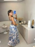 Vestido longo de alcinha - estampado azul