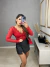 Body de renda manga longa - vermelho - comprar online