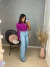 Blusa nula manga tricot - roxo