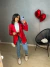 Blazer alfaiataria alongado - vermelho - loja online