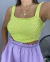 Cropped ponto crochê decote quadrado - amarelo lima
