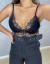 Top cropped de renda luxo - preto