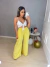 Calça pantalona linho - amarelo