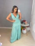 Vestido longo com fenda frontal - verde água on internet