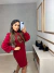 Vestido trançado com manga puff - vermelho on internet