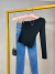 Image of Blusa nula manga no tricot modal - preta