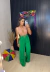 Calça pantalona alfaiararia - verde bandeira - comprar online