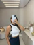 Image of Conjunto de saia midi canelada e cropped regata - preto