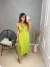 Vestido midi com fendas viscolinho - verde abacate on internet