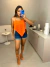 Cropped de bico laise bordado - laranja on internet
