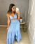 Conjunto saia e Cropped camadas - azul bebê na internet