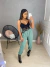 Image of Conjunto calça jogger e cropped no crepe - verde menta