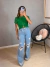 Blusa cropped barra u - verde bandeira - loja online