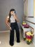 Calça wide leg alfaiataria - preto - online store