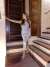 Vestido midi listrado - canelado premium - preto e branco - loja online
