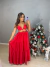 Vestido longo com camadas e decote - vermelho - comprar online