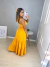 Conjunto cropped e saia midi mostarda - comprar online