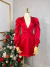 Vestido manga princesa com decote - alfaiataria acetinado - vermelho on internet