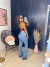 Calça flare com barra desfiada retrô - clara - online store