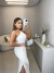 Vestido tricot premium frente única com amarração no pescoço - off white na internet