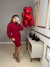Vestido trançado com manga puff - vermelho