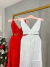 Vestido longo camadas com recorte na cintura - branco