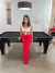 Calça pantalona com botões em madeira - vermelho
