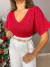 Blusa com manga no lurex - vermelho
