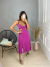 Image of Vestido midi com fendas viscolinho - fucsia