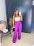 Calça pantalona com lastex na cintura - roxo