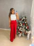 Calça pantalona com botões em madeira - vermelho - buy online