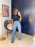 Image of Calça flare com barra desfiada retrô - clara