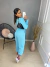 Conjunto calça jogger e cropped no crepe - azul turquesa