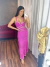 Vestido longo camadas no tricot premium - fúcsia - loja online