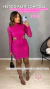 Vestido paetê com gola e manga longa - rosa pink