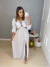 Vestido longo manga bufante e fenda - branco - online store