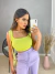 Cropped ponto crochê decote quadrado - amarelo lima