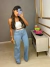 Conjunto com calça pantalona e top faixa lastex - branco - online store