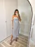 Vestido midi listrado - canelado premium - preto e branco na internet