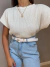 Cinto com fivela meia lua - branco - loja online