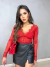 Body de renda manga longa - vermelho