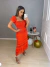 Image of Vestido tricot ciganinha - vermelho alaranjado