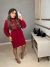 Vestido trançado com manga puff - vermelho - online store
