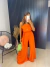 Macacão pantalona com costa nua - laranja - online store