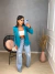Blazer em alfaiataria com botões no punho - azul petróleo - Amor de Peça - Looks Femininos Estilosos, Loja de Roupa Feminina Online